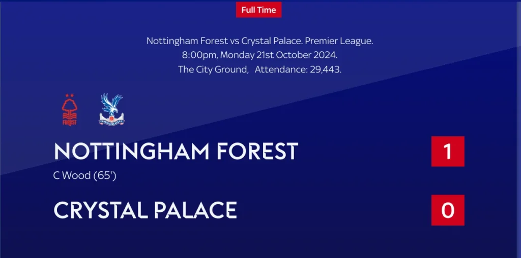 น็อตติงแฮม ฟอเรสต์ 1-0 คริสตัล พาเลซ